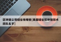 区块链公司硅谷有哪些[美国硅谷区块链技术团队名字]